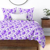 Large Watercolor Floral/Lilac and Violet on White