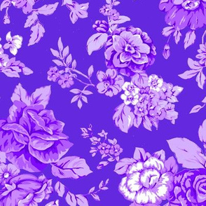 Large Watercolor Floral/Pink and Lilac on Deep Violet