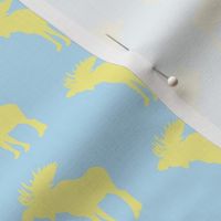 Swedish Moose Silhouette -pastel blue and yellow