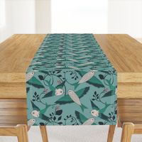 Teal Birds - medium scale