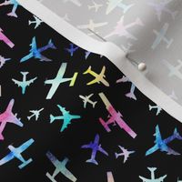 Rainbow planes - black background - smaller scale