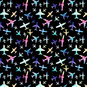 Rainbow planes - black background - smaller scale