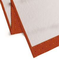 LS - Tiny  Liquid Sun Checkerboard with Striped Border,  orange and rust