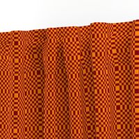 LS - Tiny  Liquid Sun Checkerboard with Striped Border,  orange and rust