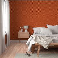 LS - Tiny  Liquid Sun Checkerboard with Striped Border,  orange and rust