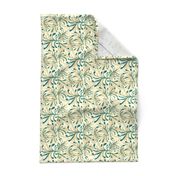 Wild Winter Grassland Tipped with Teal on Magnolia Cream -  Large Scale