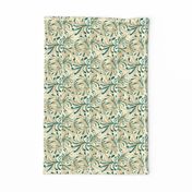 Wild Winter Grassland Tipped with Teal on Magnolia Cream -  Large Scale