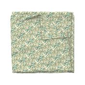 Wild Winter Grassland Tipped with Teal on Magnolia Cream -  Large Scale