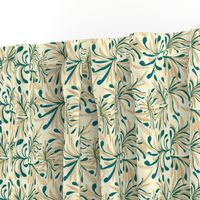 Wild Winter Grassland Tipped with Teal on Magnolia Cream -  Large Scale
