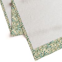 Wild Winter Grassland Tipped with Teal on Magnolia Cream -  Large Scale