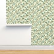 Wild Winter Grassland Tipped with Teal on Magnolia Cream -  Large Scale