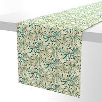 Wild Winter Grassland Tipped with Teal on Magnolia Cream -  Large Scale