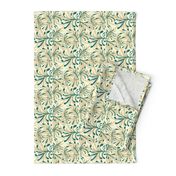 Wild Winter Grassland Tipped with Teal on Magnolia Cream -  Large Scale