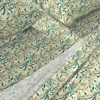 Wild Winter Grassland Tipped with Teal on Magnolia Cream -  Large Scale