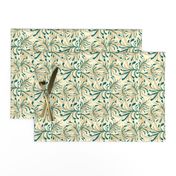 Wild Winter Grassland Tipped with Teal on Magnolia Cream -  Large Scale