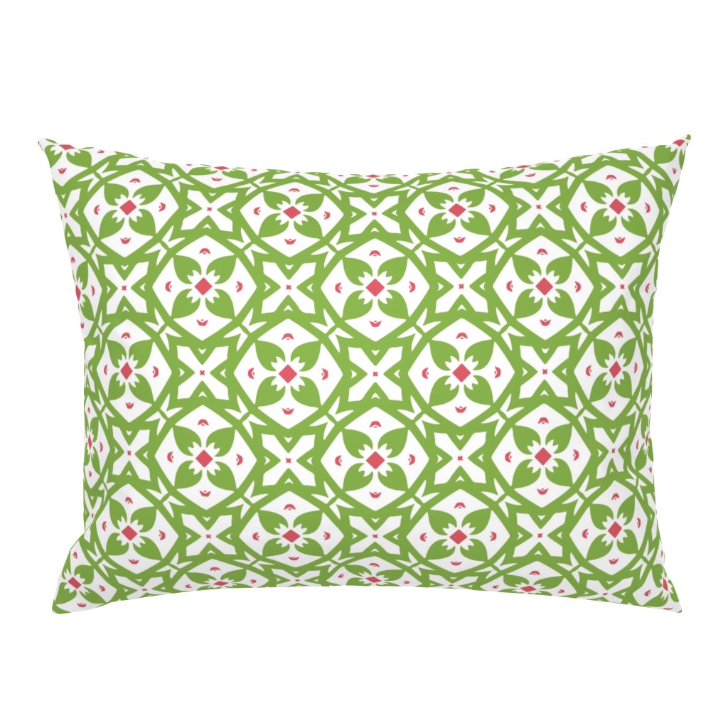 Tulip Trellis-Green and Coral-Regular scale