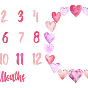 Miletones Months Blanket Watercolor Hearts