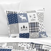 Woodland//Have Courage - Wholecloth Cheater Quilt - Navy