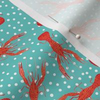 Lobster on turquoise with white dots