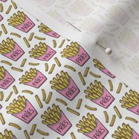 French Fries Fast Food Light Pink on White Tiny Small