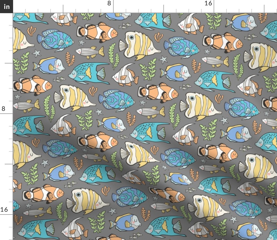 Tropical Fish on Dark Grey