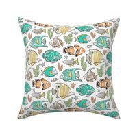 Tropical Fish Mint Green on White