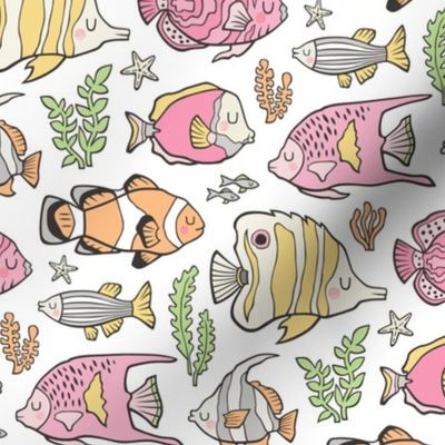 Tropical Fish Pink on White