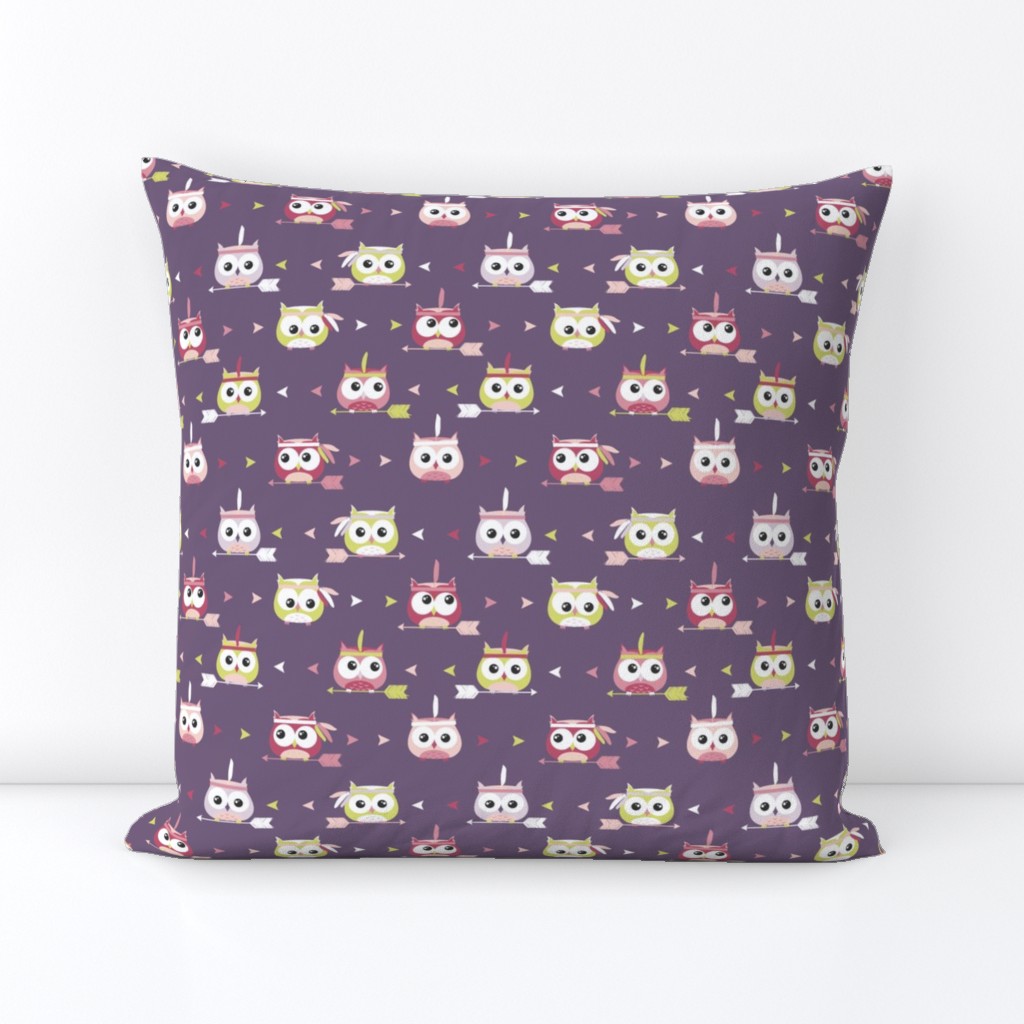 Tribal Boho Owls Purple