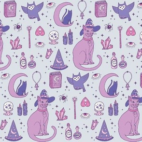 Mystical Cats in Grey - small print