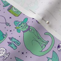 Mystical Cats in Lavender - small print