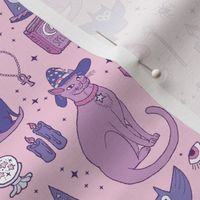 Mystical Cats in Pink - small print