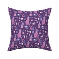 Mystical Cats in Purple - small print