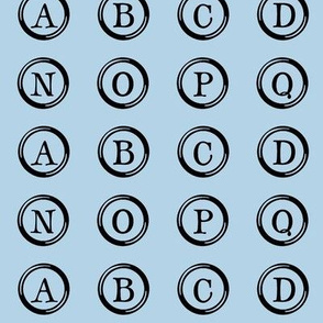 Typewriter Keys on Light Blue