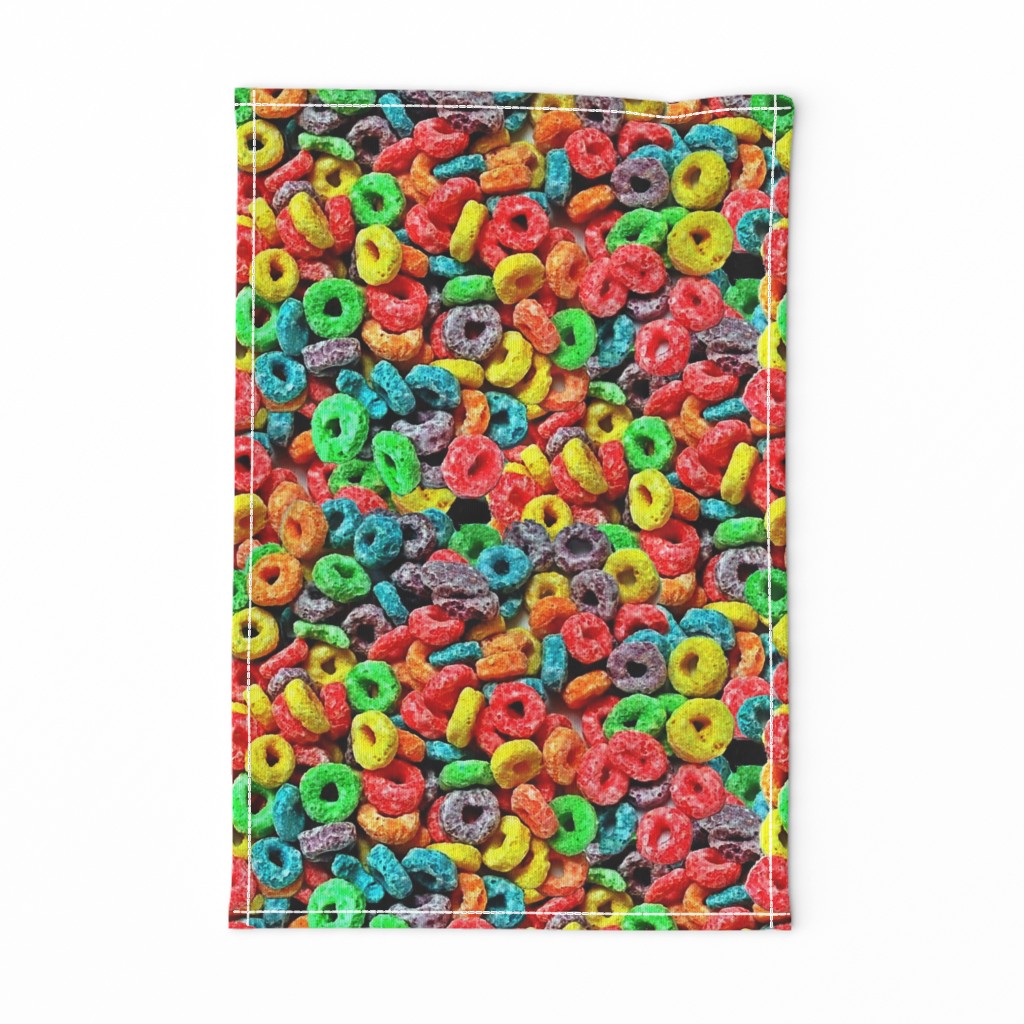 1 fruit flavored breakfast cereal loop rings rainbow colorful food neon green purple blue red yellow seamless pop art 