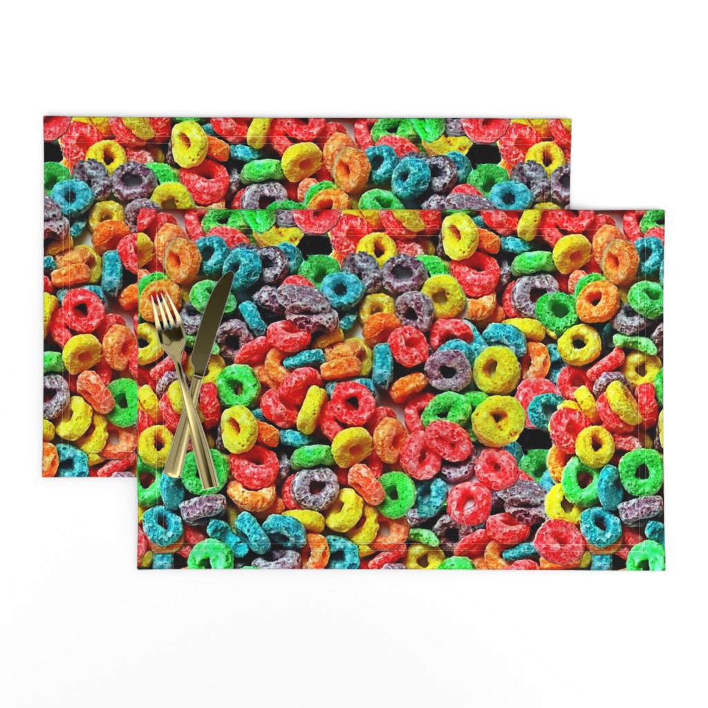 1 fruit flavored breakfast cereal loop rings rainbow colorful food neon green purple blue red yellow seamless pop art 