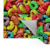 1 fruit flavored breakfast cereal loop rings rainbow colorful food neon green purple blue red yellow seamless pop art 