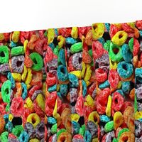 1 fruit flavored breakfast cereal loop rings rainbow colorful food neon green purple blue red yellow seamless pop art 