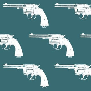 4" Colt Revolvers on Teal