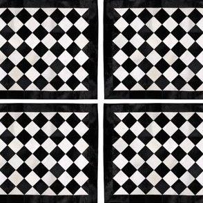 checkers black and white rug