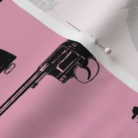 4" Colt Revolvers on Light Pink