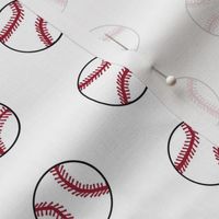 baseball sports themed baseballs fabric design white 