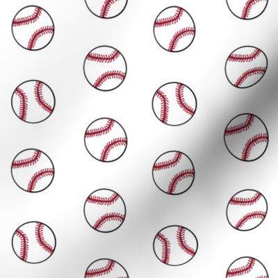 baseball sports themed baseballs fabric design white 