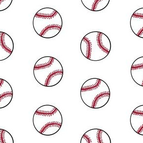 baseball sports themed baseballs fabric design white 