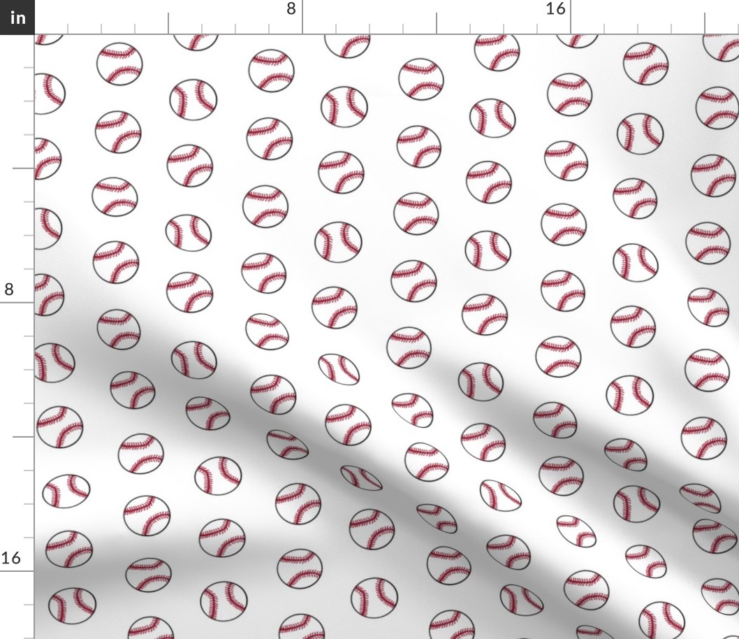 baseball sports themed baseballs fabric design white 