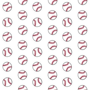 baseball sports themed baseballs fabric design white - medium