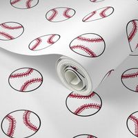 baseball sports themed baseballs fabric design white - smallest
