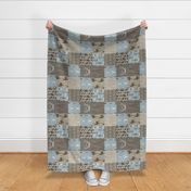 Patchwork Deer - blue, tan and brown - ROTATED