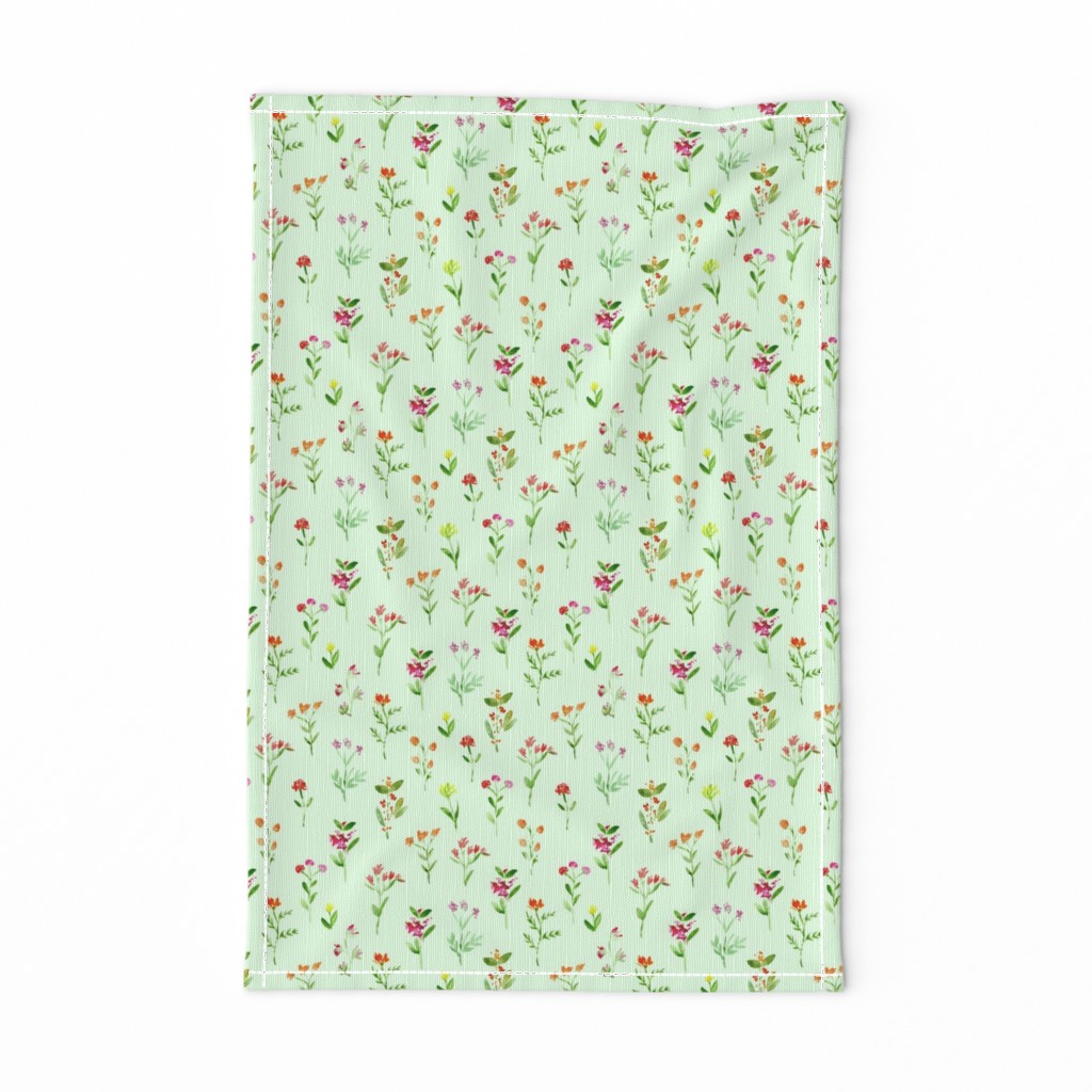 Meadow flowers on green  || watercolor floral pattern