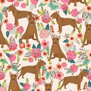 bull terrier red coat floral dog breed pattern cream