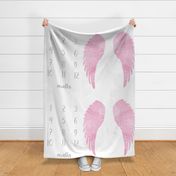 54"x36" milestone blanket - wings - pink watercolor